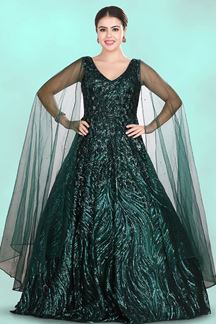 Picture of Charming Dark Green Colored Designer Gown