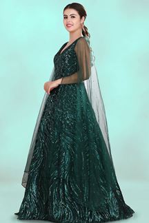 Picture of Charming Dark Green Colored Designer Gown