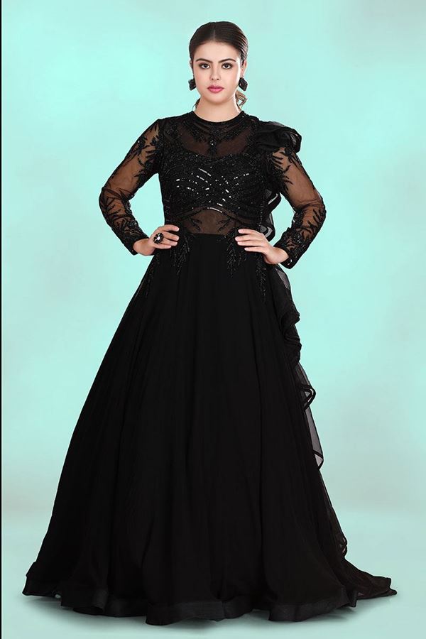Picture of Glamorous Black Colored Designer Gown