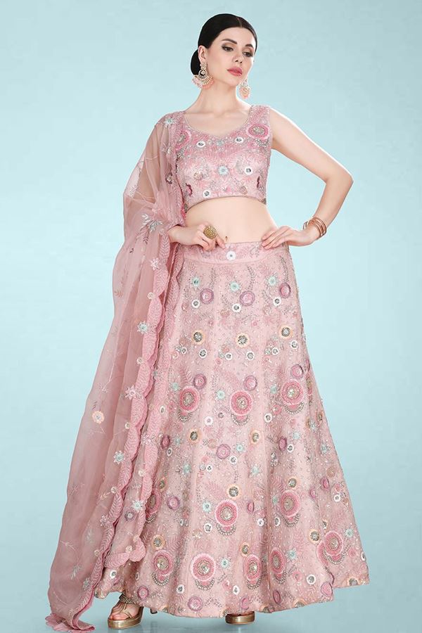 Picture of Divine Baby Pink Colored Designer Lehenga Choli