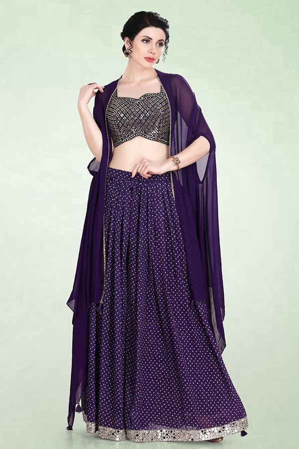 Picture of  Classy Purple Colored Designer Lehenga choli 