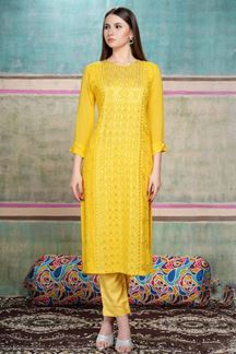 Picture of Awesome Yellow Colored Designer Kurti 