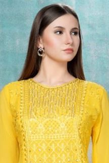 Picture of Awesome Yellow Colored Designer Kurti 