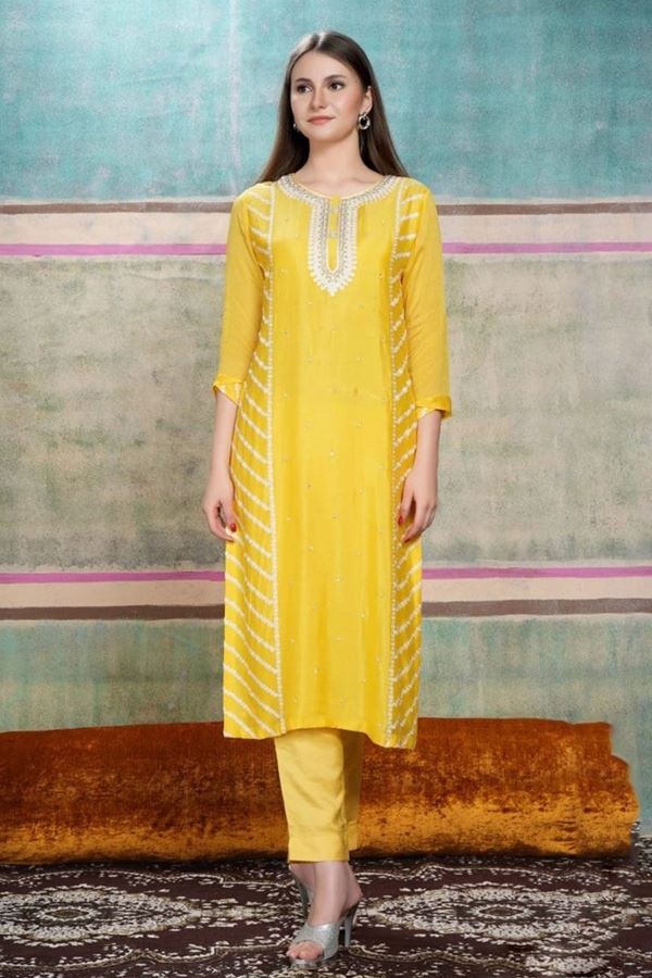 Picture of Magnificent Yellow Colored Designer Kurti