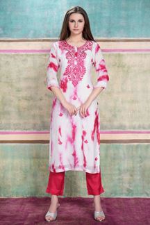Picture of Gorgeous White and Red Colored Designer Kurti 