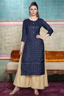 Picture of Captivating Navy Blue Colored Designer Kurti
