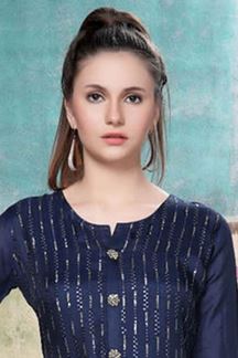 Picture of Captivating Navy Blue Colored Designer Kurti