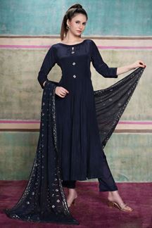 Picture of Vibrant Navy Blue Colored Designer Suit