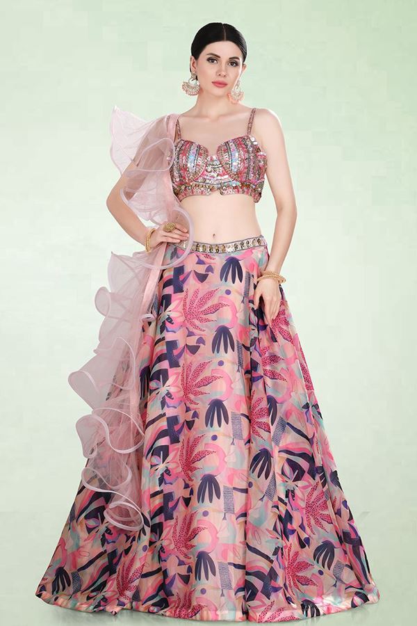 Picture of Awesome Baby Pink Colored Designer Lehenga Choli