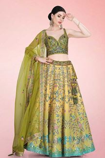 Picture of Flamboyant Shaded Green Colored Designer Lehenga Choli
