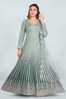 Picture of Charming Shaded Green Colored Designer Anarkali Suit