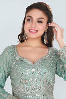 Picture of Charming Shaded Green Colored Designer Anarkali Suit