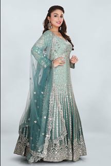 Picture of Charming Shaded Green Colored Designer Anarkali Suit