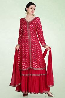 Picture of Heavenly Red Colored Designer Anarkali Suit