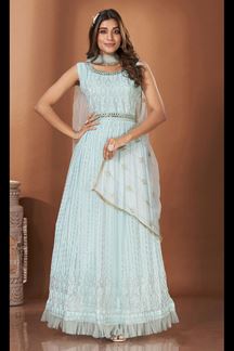 Picture of Marvelous Baby Blue Colored Designer Gown