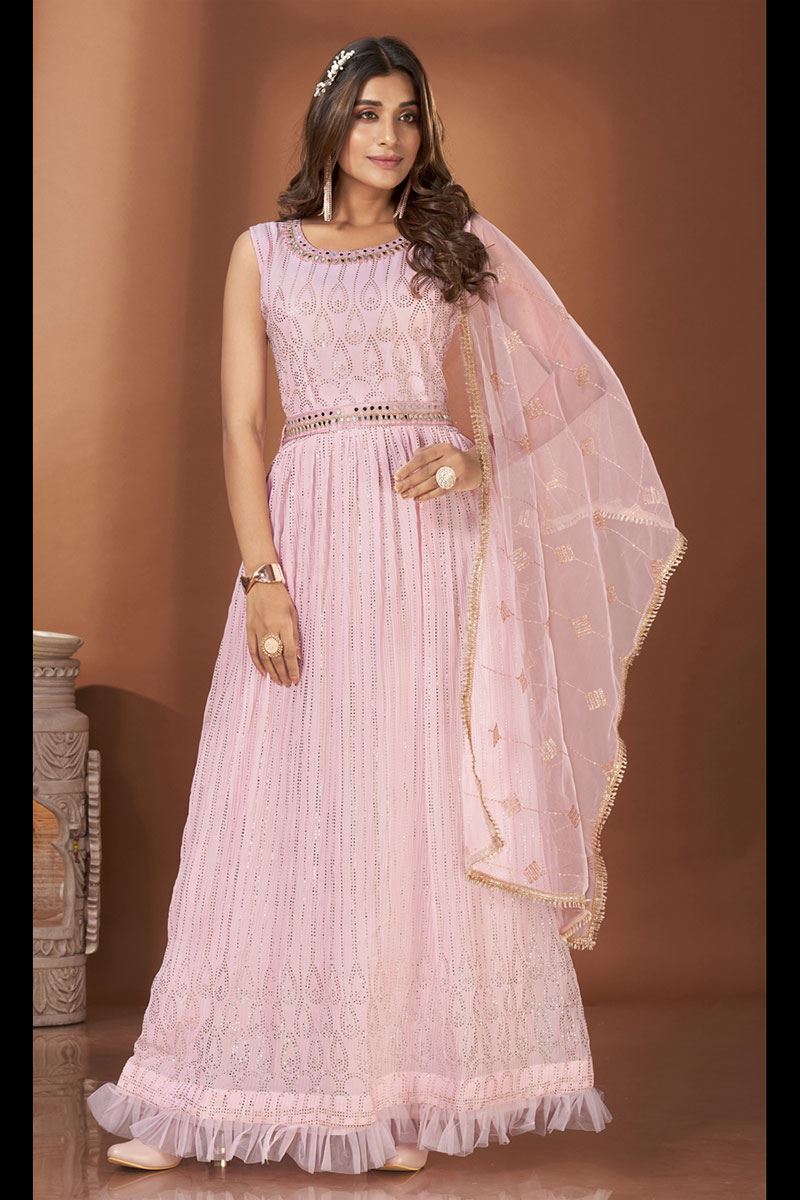 Heavy Embroidered Classic Pink Gown