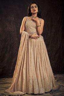Picture of Marvelous Peach Colored Designer Gown