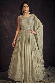 Picture of Trendy Pista Green Colored Designer Gown