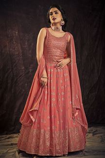 Picture of Charming Coral Colored Designer Gown