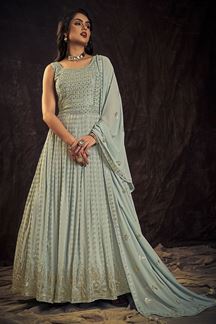 Picture of Magnificent Light Blue Colored Designer Gown