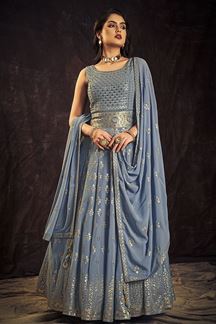 Picture of Artistic Blue Colored Designer Gown
