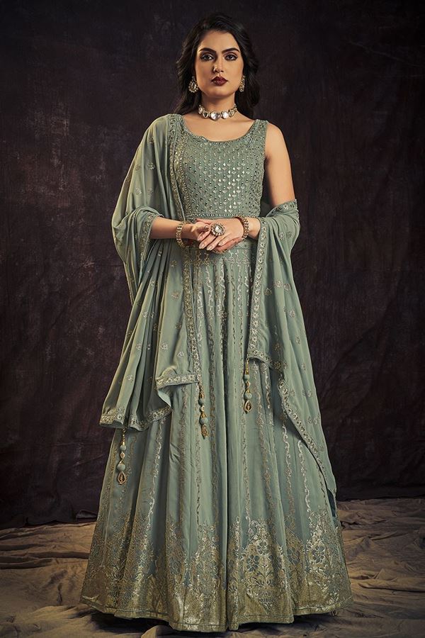 Picture of Beautiful Olive Colored Designer Gown