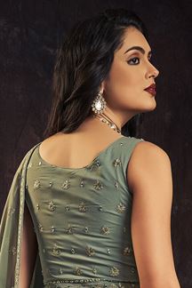 Picture of Beautiful Olive Colored Designer Gown