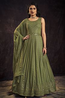 Picture of Enticing Green Colored Designer Gown