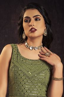 Picture of Enticing Green Colored Designer Gown