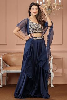 Picture of Breathtaking Navy Blue Colored Designer Suit