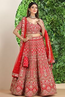 Picture of Lovely Red Colored Designer Bridal Lehenga Choli