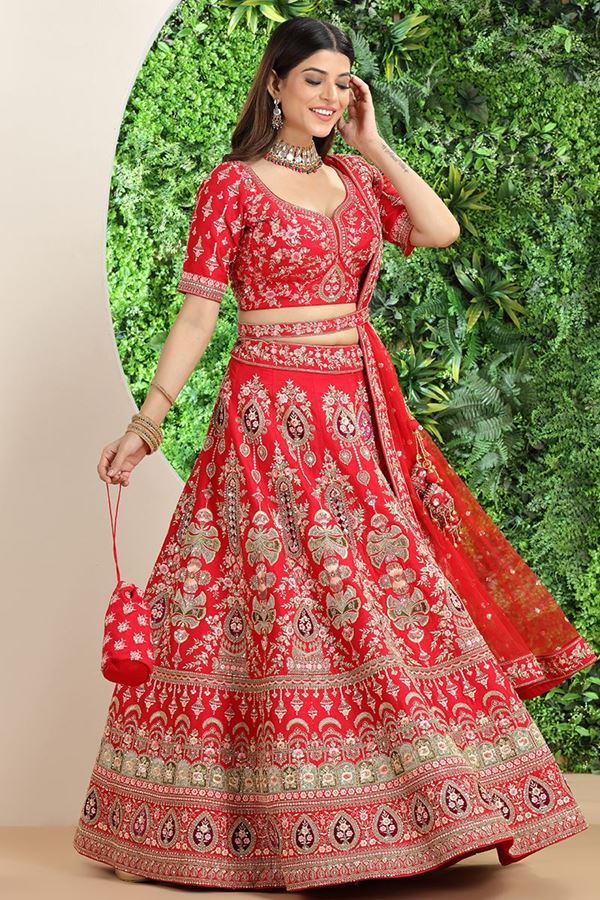 Picture of Magnificent Red Colored Designer Bridal Lehenga Choli