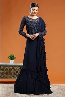 Picture of Classy Navy Blue Colored Designer Gown