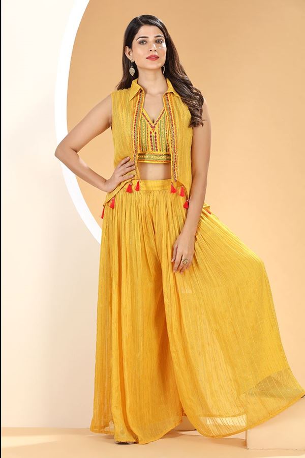 Picture of Dazzling Yellow Colored Designer Suit
