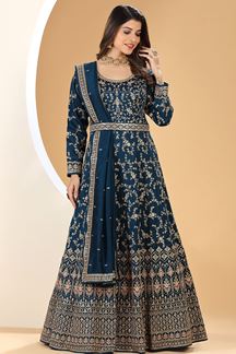 Picture of Glorious Teal Colored Designer Anarkali Suit