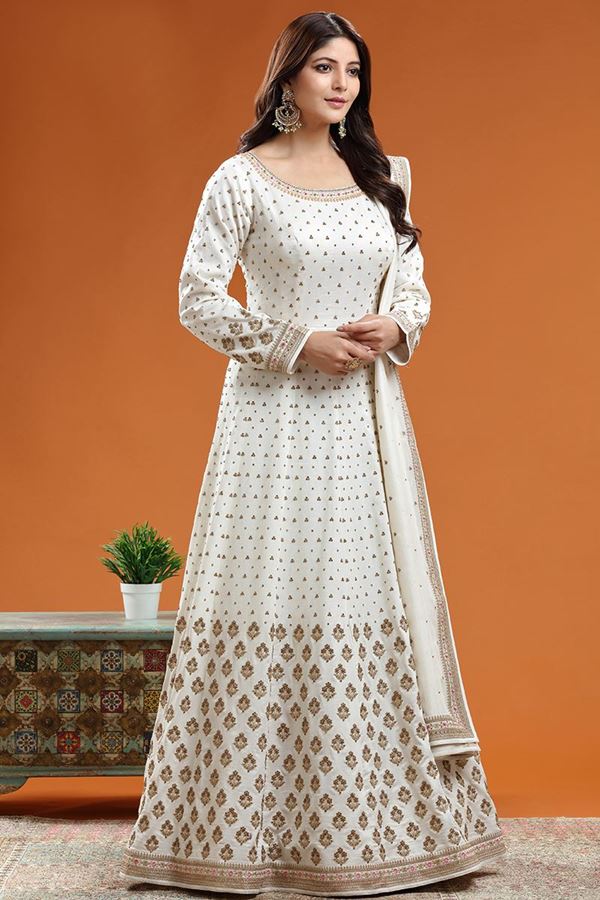 Picture of Vibrant White Colored Designer Anarkali Suit