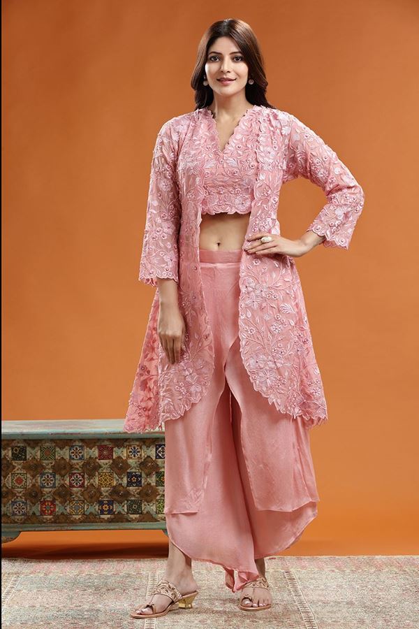 Picture of Flamboyant Baby Pink Colored Designer Suit
