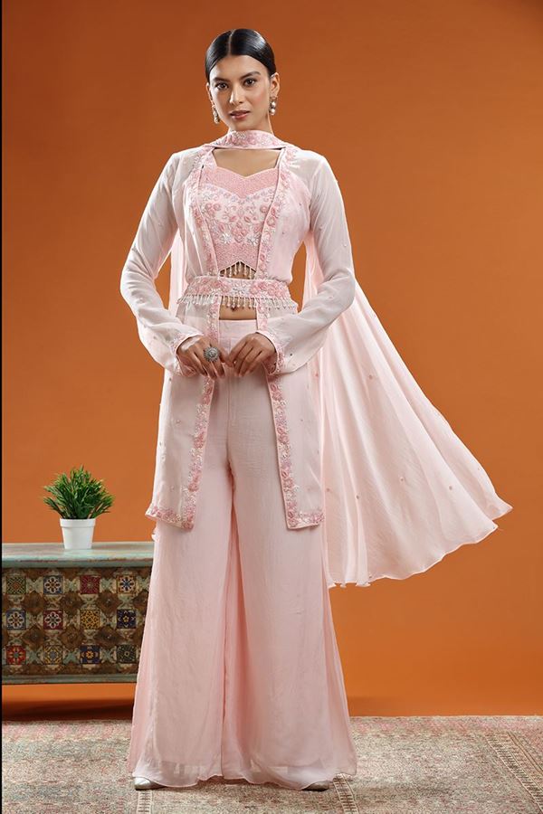 Picture of Outstanding Baby Pink Colored Designer Suit