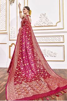Picture of Glorious Red and Pink Colored Designer Saree