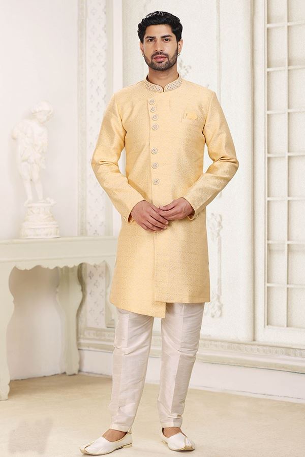 Picture of Stylish Elegant Colored Designer Indowestern Sherwani