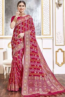 Picture of Awesome Pink Colored Designer Saree