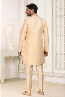 Picture of Marvelous Beige Colored Designer Indowestern Sherwani