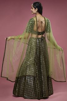 Picture of Exuberant Olive Green Colored Designer Lehenga Choli