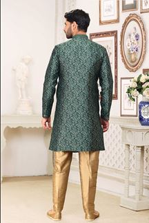 Picture of Exquisite Green Colored Designer Indowestern Sherwani