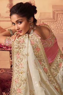 Picture of Impressive Off White Colored Designer Saree