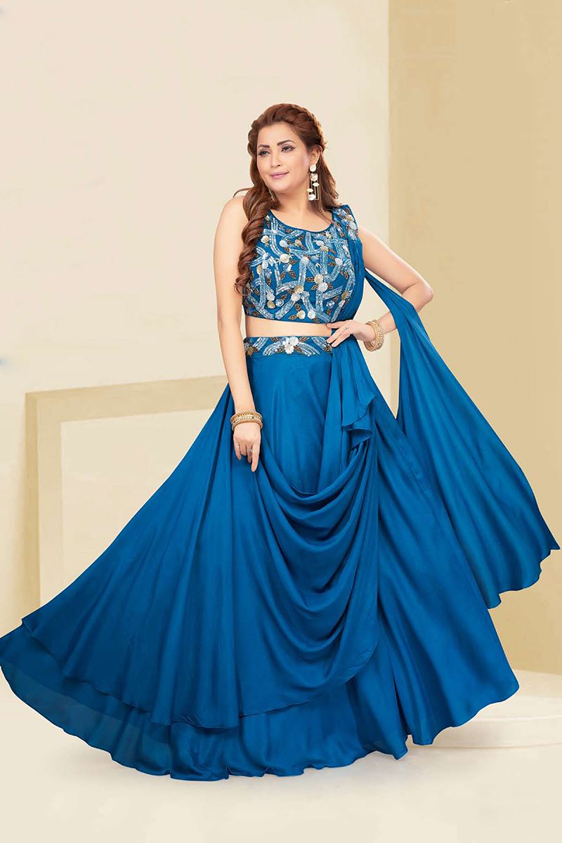 CELEBRITY BY VAMIKA DESIGNER READYMADE LEHENGA CHOLI WITH KOTI COLLECTION -  textiledeal.in