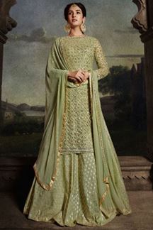 Picture of Glamorous Green Colored Designer Suit (Unstitched suit)