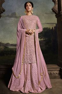 Picture of  Attractive Pink Colored Designer Suit (Unstitched suit)