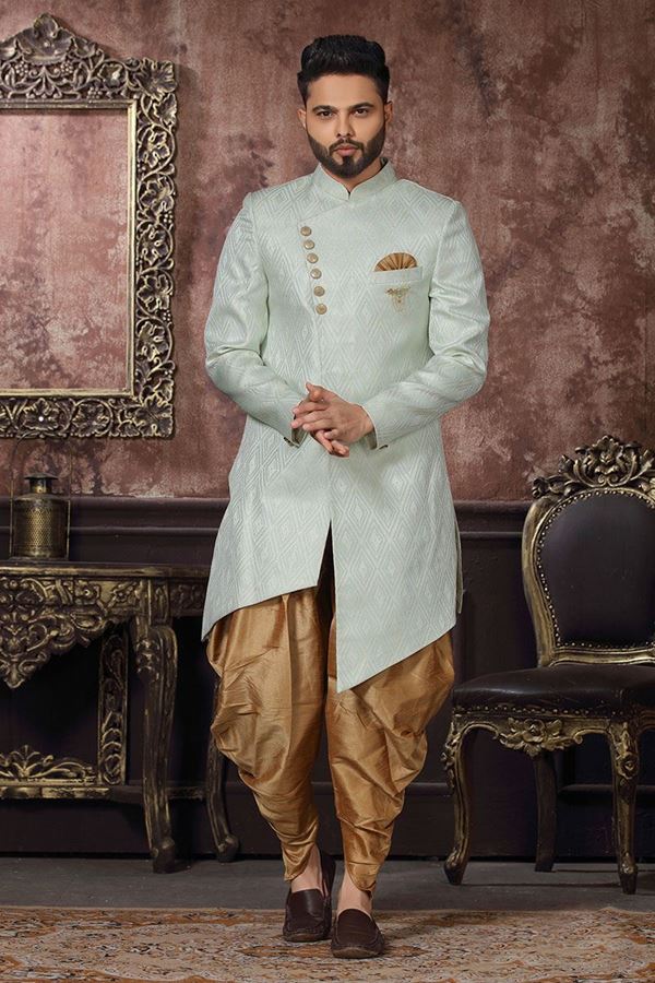 Picture of Classy Off-White Colored Designer Readymade Men's Indo-Western Sherwani