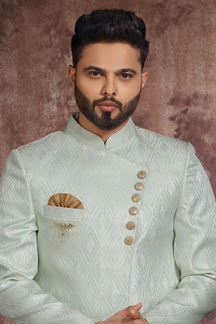 Picture of Classy Off-White Colored Designer Readymade Men's Indo-Western Sherwani